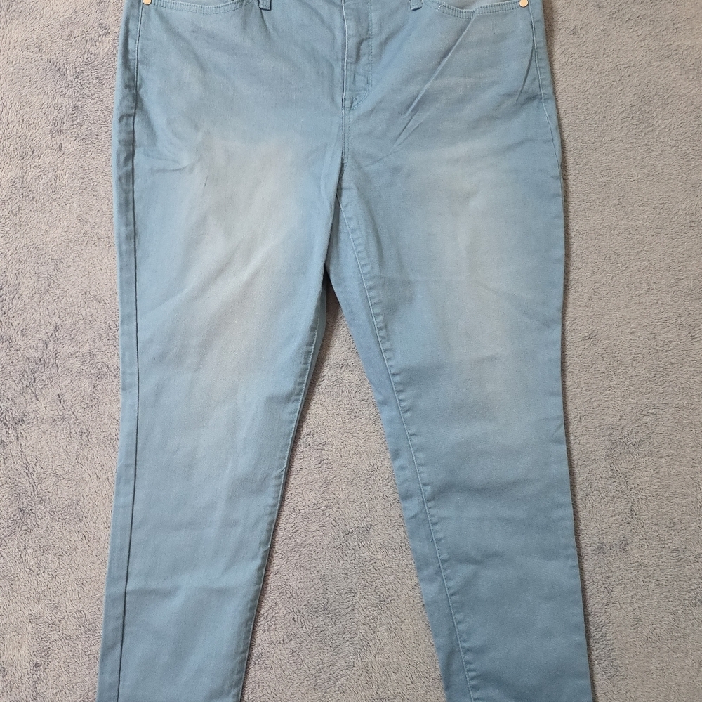 Seven7 Pants Women's 16 Peacock Blue Mid Rise Ankle Skinny Release Hem - Picture 5 of 11